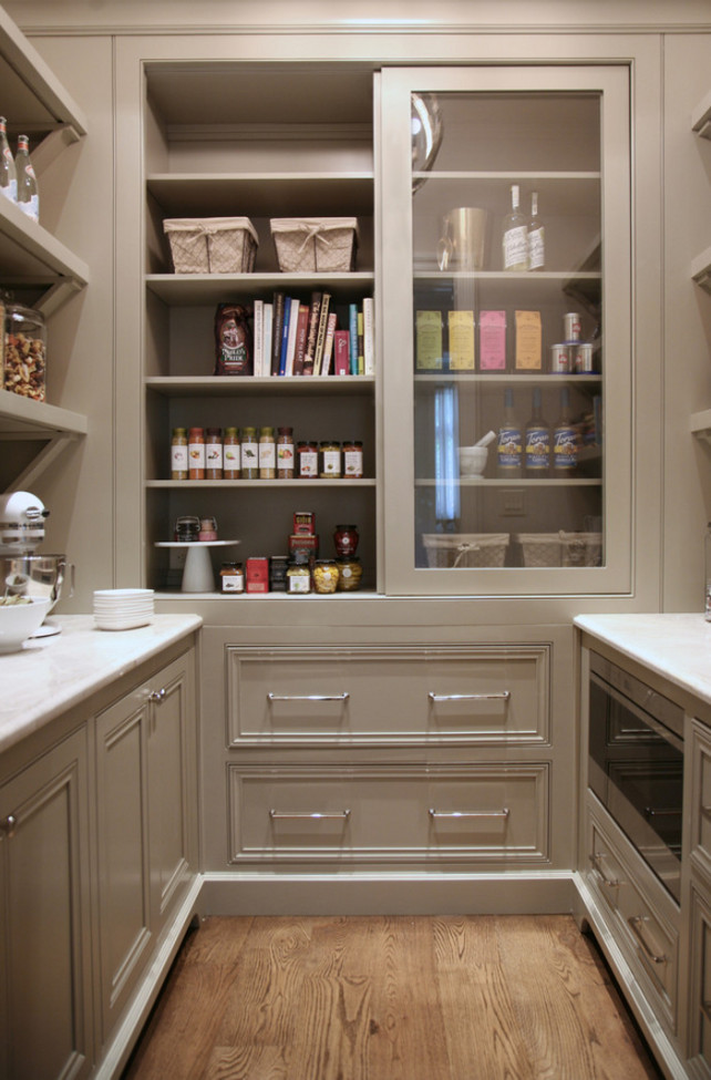 White Kitchen Pantry
 Warm White Kitchen Design & Gray Butler’s Pantry Home