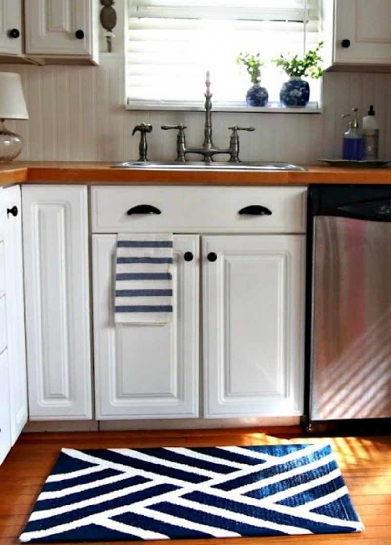 White Kitchen Rugs
 Navy Blue Kitchen Area Rug For Modern Kitchen Design With