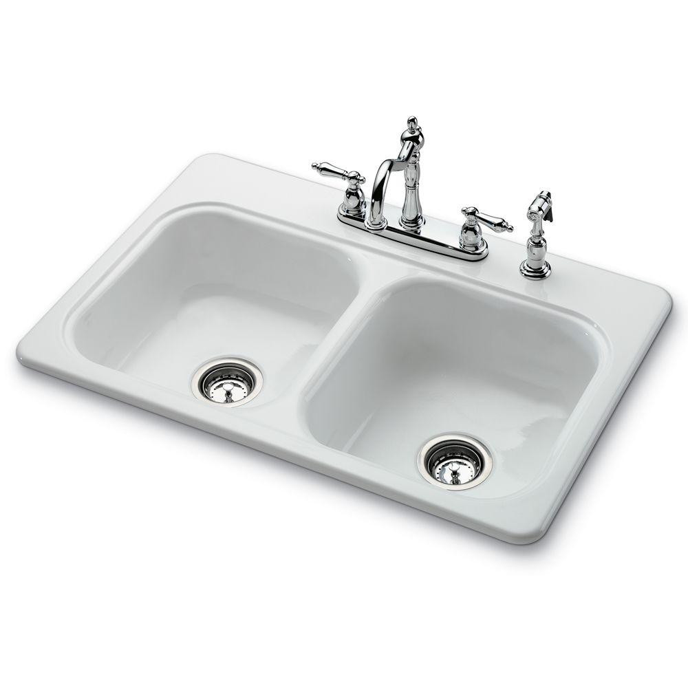 White Kitchen Sink Home Depot
 Bootz Industries Garnet II Drop In Porcelain 22 in 4 Hole