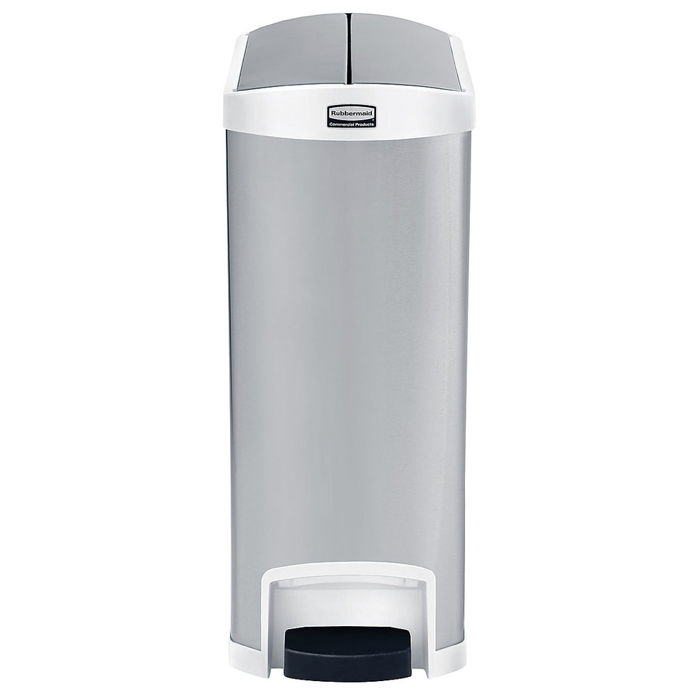 White Kitchen Trash Can
 Rubbermaid Slim Jim Stainless Steel White Accent