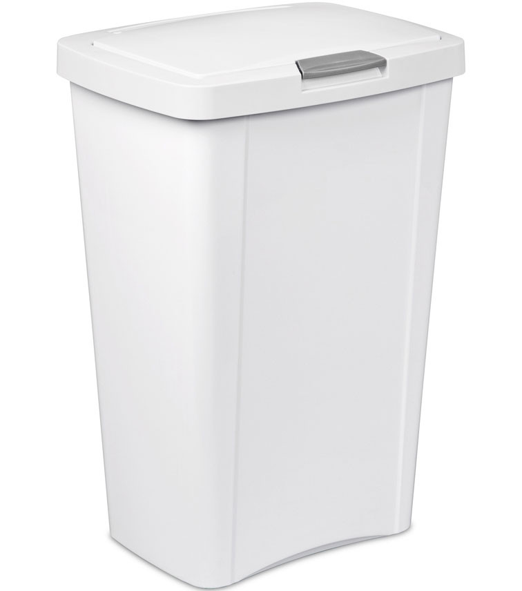 White Kitchen Trash Can
 Sterilite Touch Top Trash Can in Kitchen Trash Cans