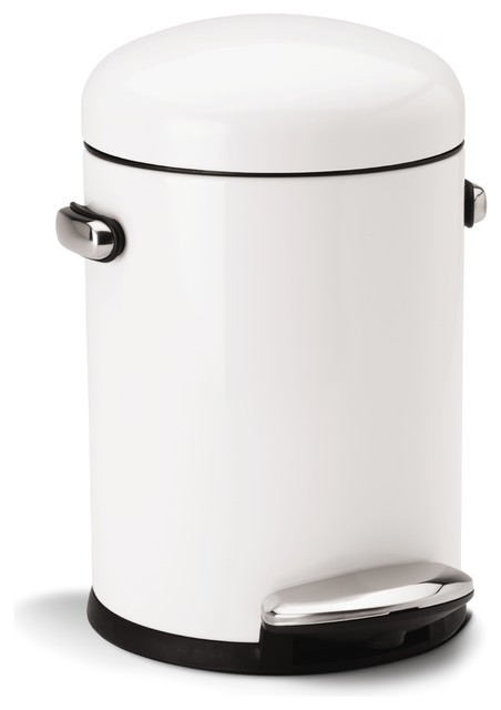 White Kitchen Trash Can
 White Steel Step Can Modern Trash Cans by simplehuman