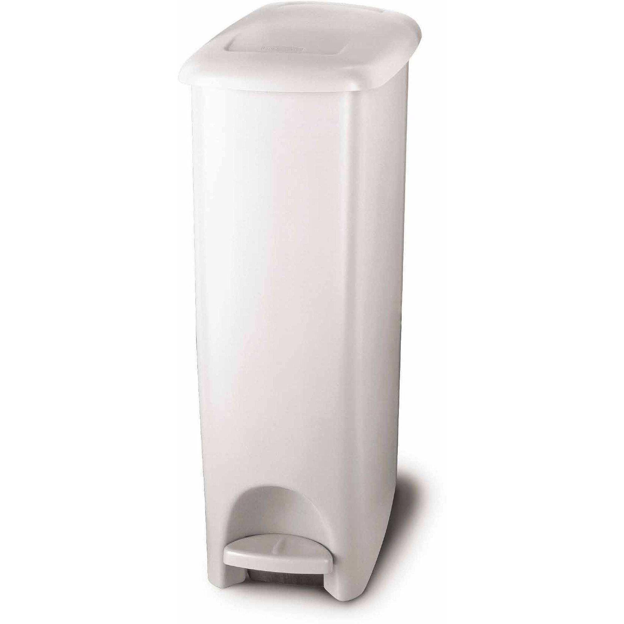 White Kitchen Trash Can
 Step Slim Fit Trash Can Easily Wipe Clean Plastic