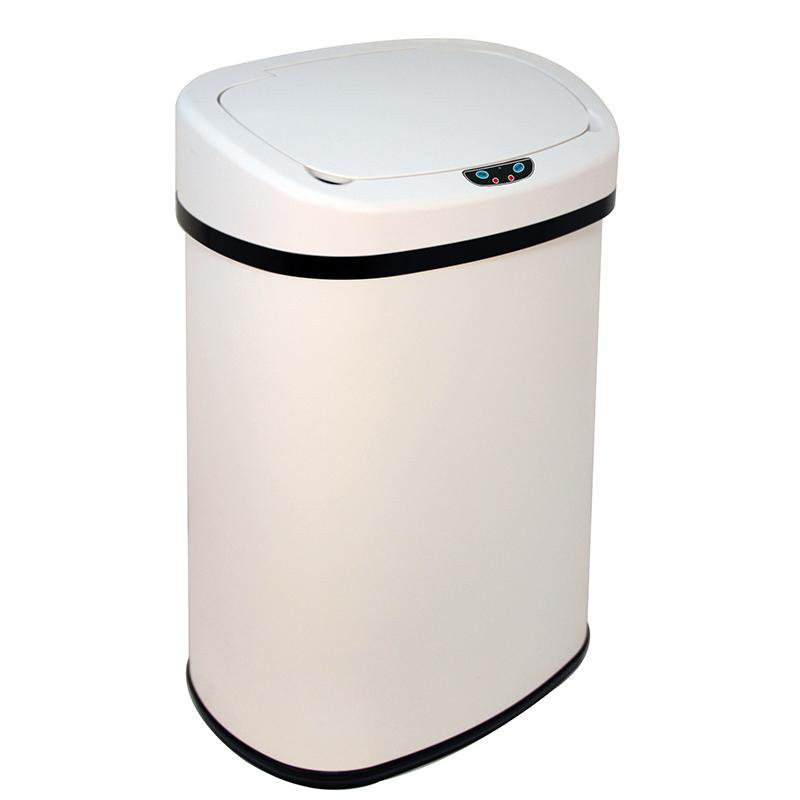 White Kitchen Trash Can
 New White 13 Gallon Touch Free Sensor Automatic Trash Can