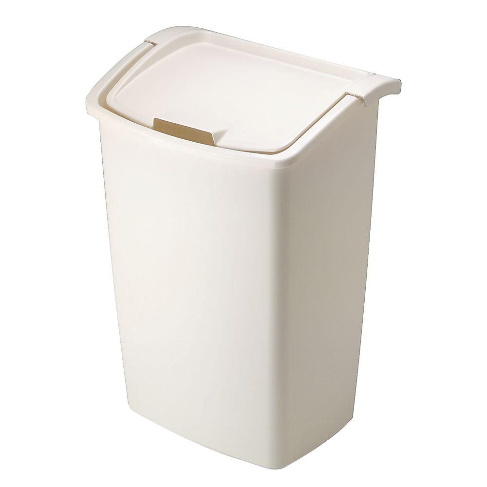 White Kitchen Trash Can
 Rubbermaid 11 25 Gal Bisque Dual Action Trash Can