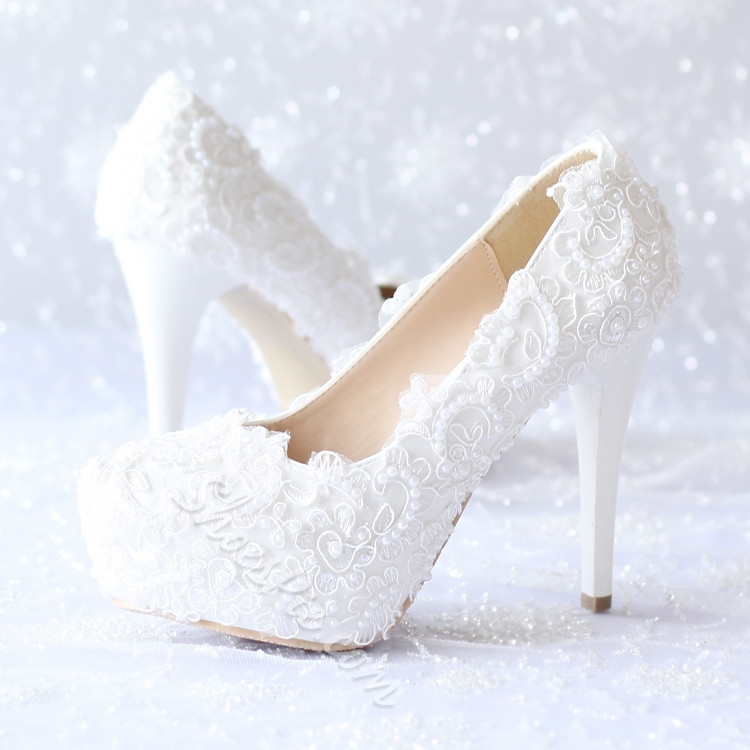 White Lace Shoes Wedding
 Shoespie White Lace Bridal Shoes Shoespie