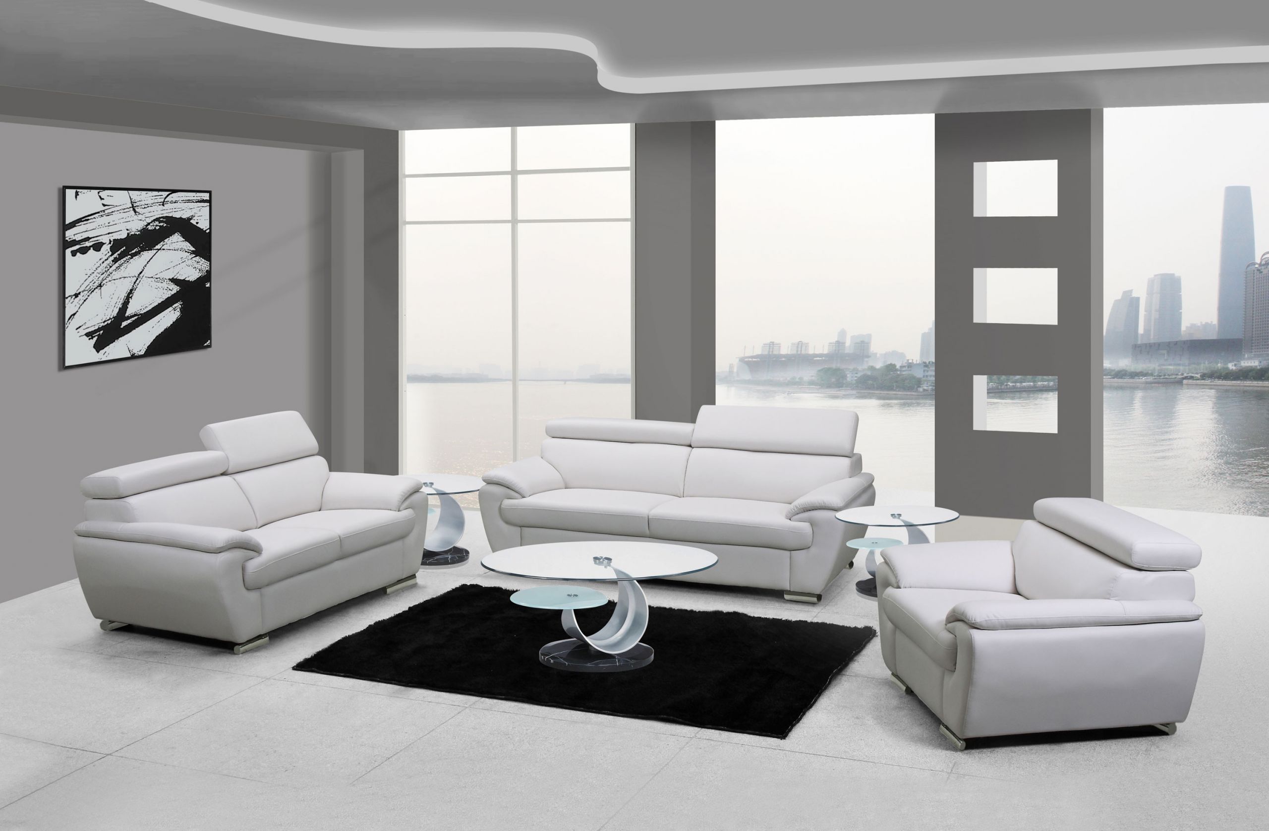 White Living Room Chair
 Naples White Leather Living Room