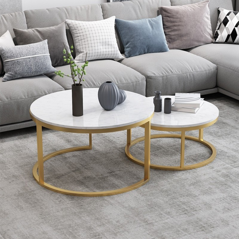 White Living Room Table
 Nordic Style Coffee Table Gold Metal & White Marble Living