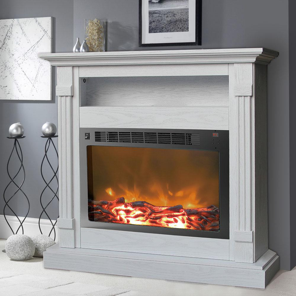 White Mantel Electric Fireplace
 Cambridge Sienna 37 in White Electronic Fireplace Mantel