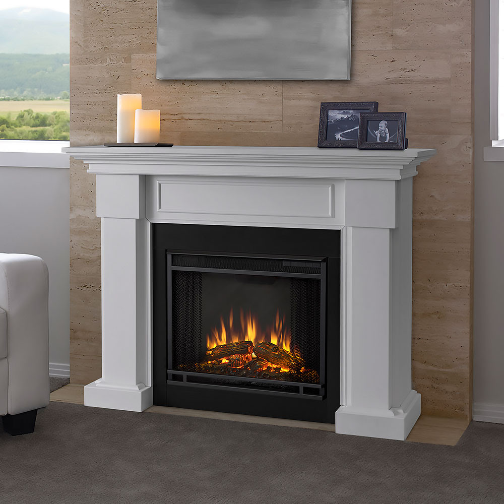 White Mantel Electric Fireplace
 Real Flame Hillcrest White Electric Fireplace