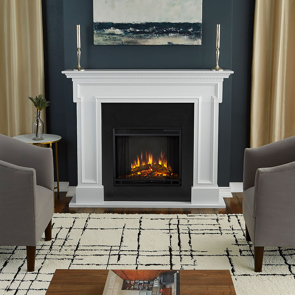 White Mantel Electric Fireplace
 Thayer Electric Fireplace Mantel Package in White 5010E W