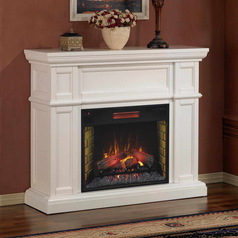 White Mantel Electric Fireplace
 Artesian White Infrared Electric Fireplace Mantel