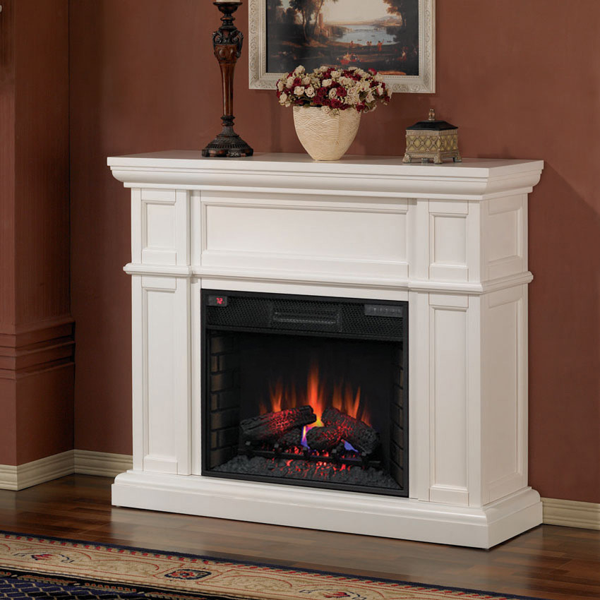 White Mantel Electric Fireplace
 Artesian White Infrared Electric Fireplace Mantel