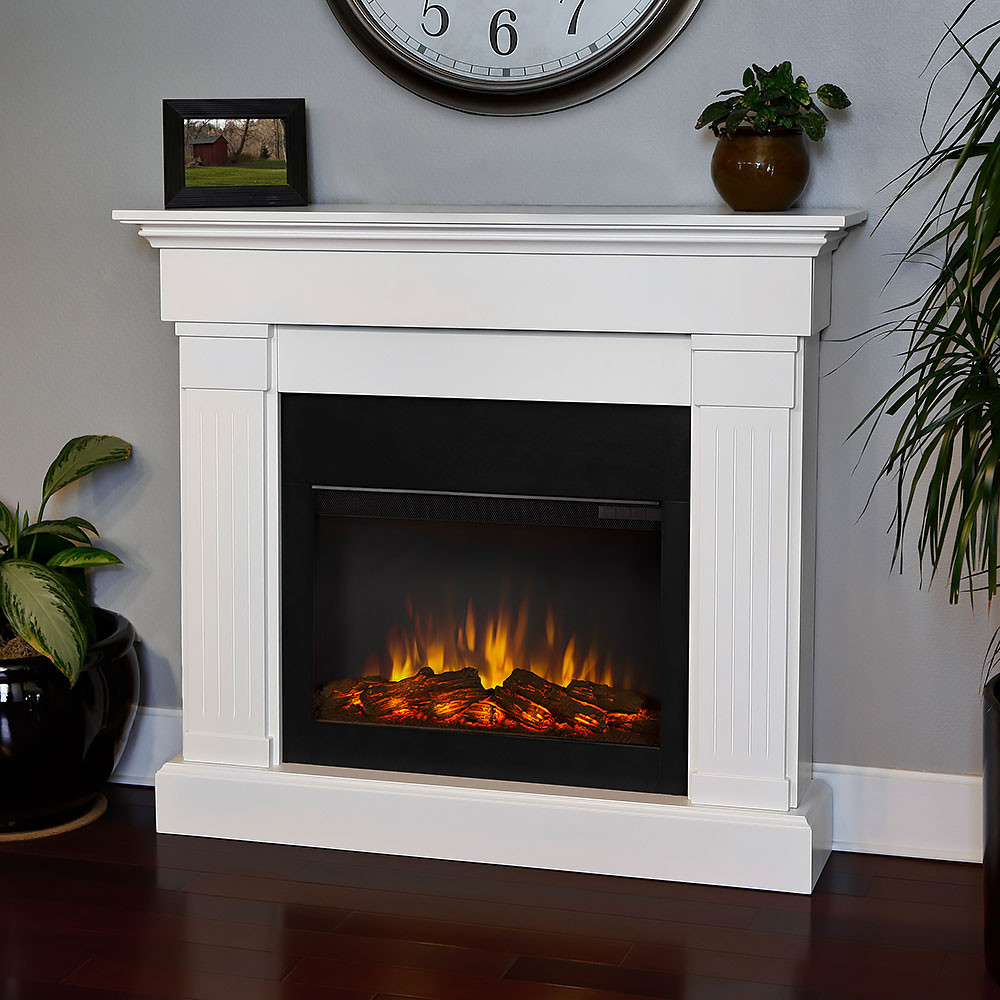 White Mantel Electric Fireplace
 Crawford Electric Fireplace Mantel Package in White 8020E W