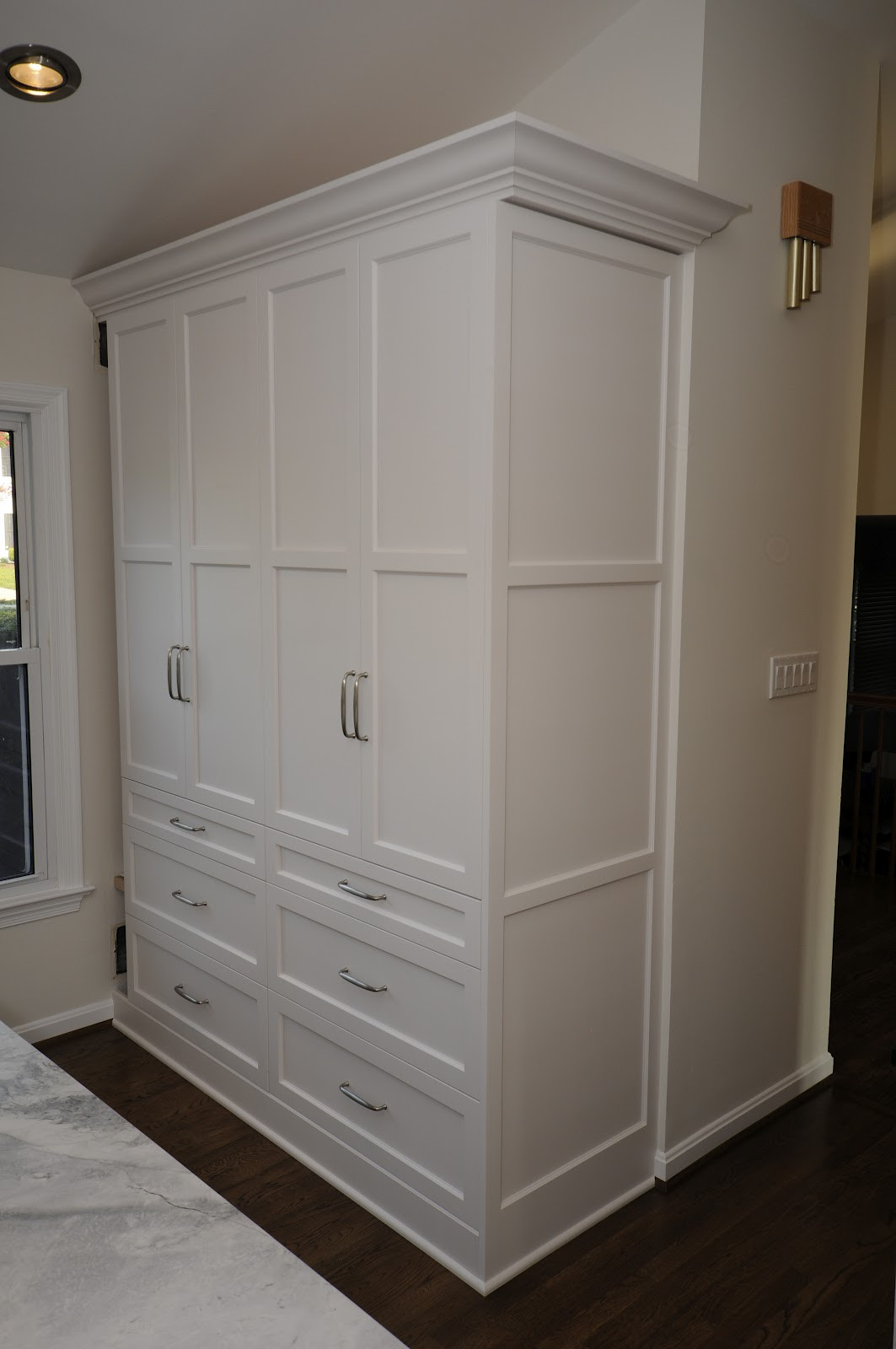 White Pantry Cabinets For Kitchen
 Cherry Hill Cabinetry Soapstone and White Painted