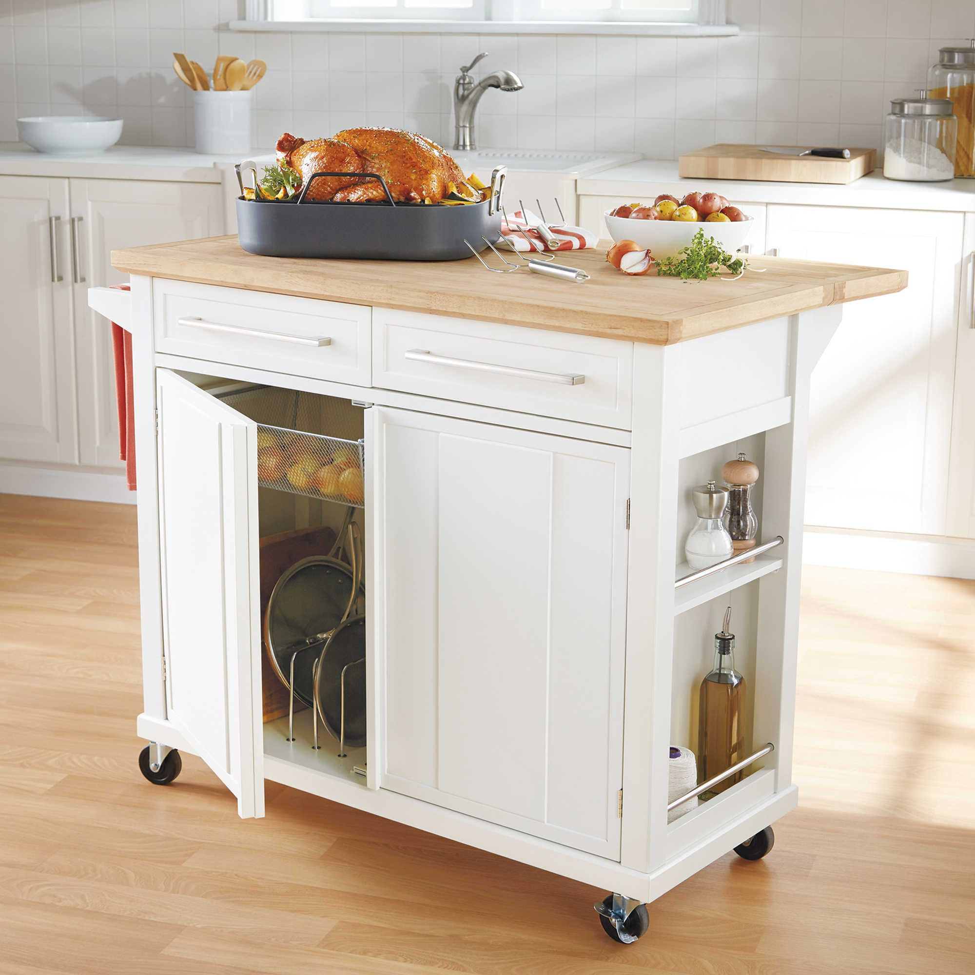 White Rolling Kitchen Island
 Real Simple Rolling Kitchen Island in White