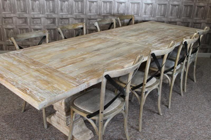 White Rustic Kitchen Table
 LARGE 3M DISTRESSED LIMED ELM DINING TABLE WHITE WASHED