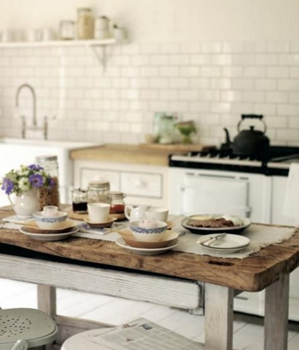 White Rustic Kitchen Table
 Advice How to Make Old Furniture Fit in a New Build