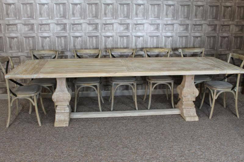 White Rustic Kitchen Table
 LARGE 3M DISTRESSED LIMED ELM DINING TABLE WHITE WASHED
