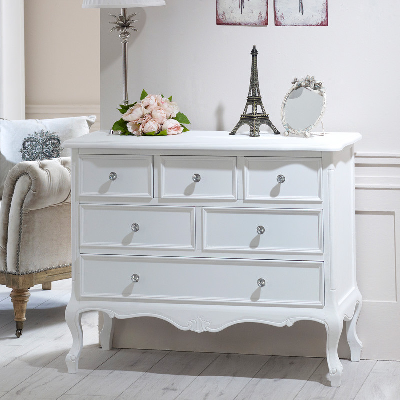 White Shabby Chic Bedroom Furniture
 White wooden large chest of drawers shabby vintage chic