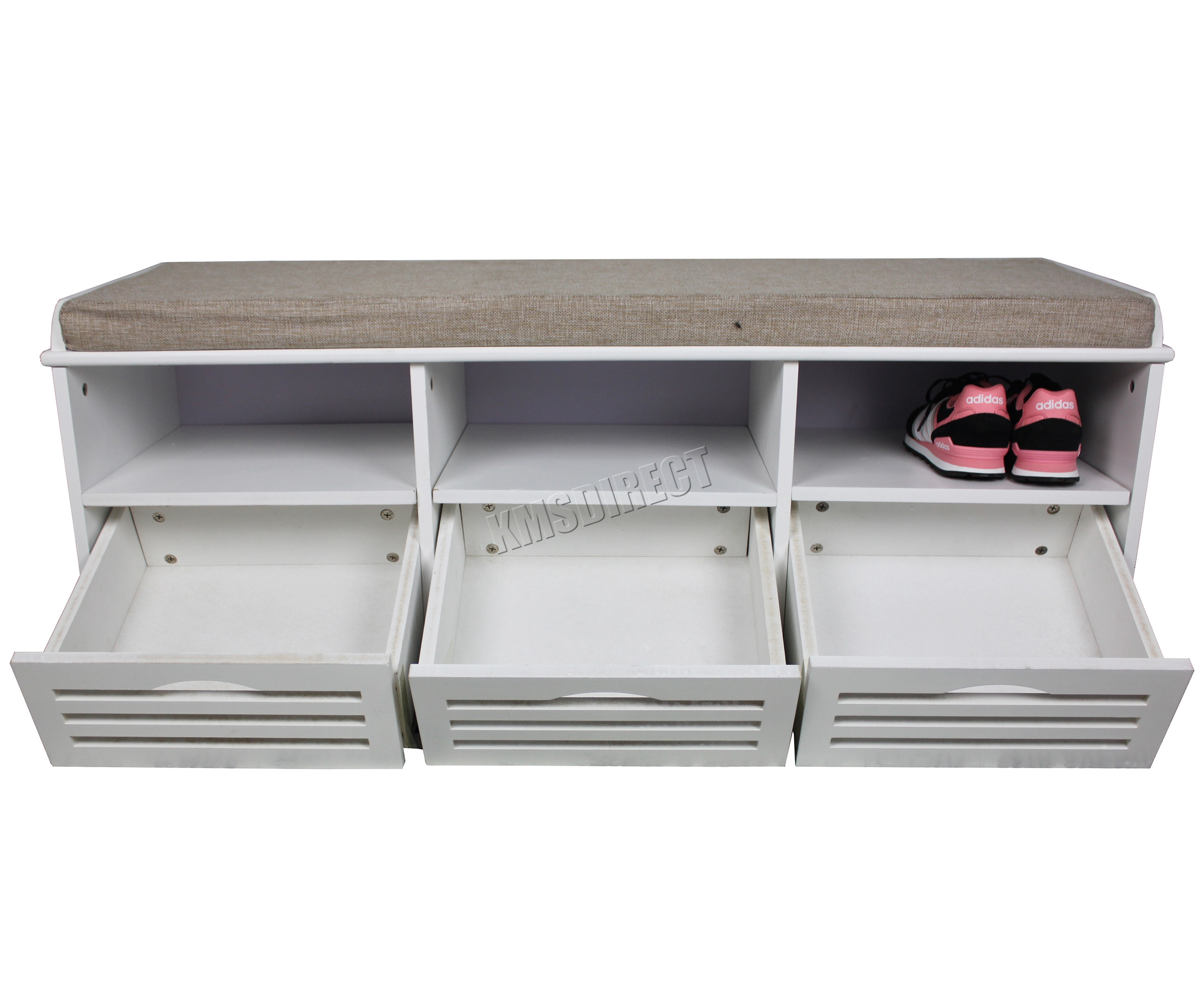White Storage Bench With Drawers
 FoxHunter Shoe Storage Bench With Drawers Padded Seat