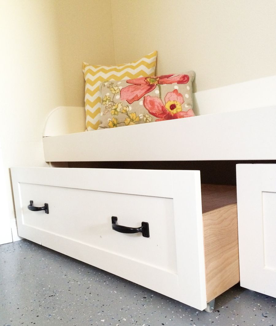 White Storage Bench With Drawers
 Under Bench Trundle Drawers Mudroom