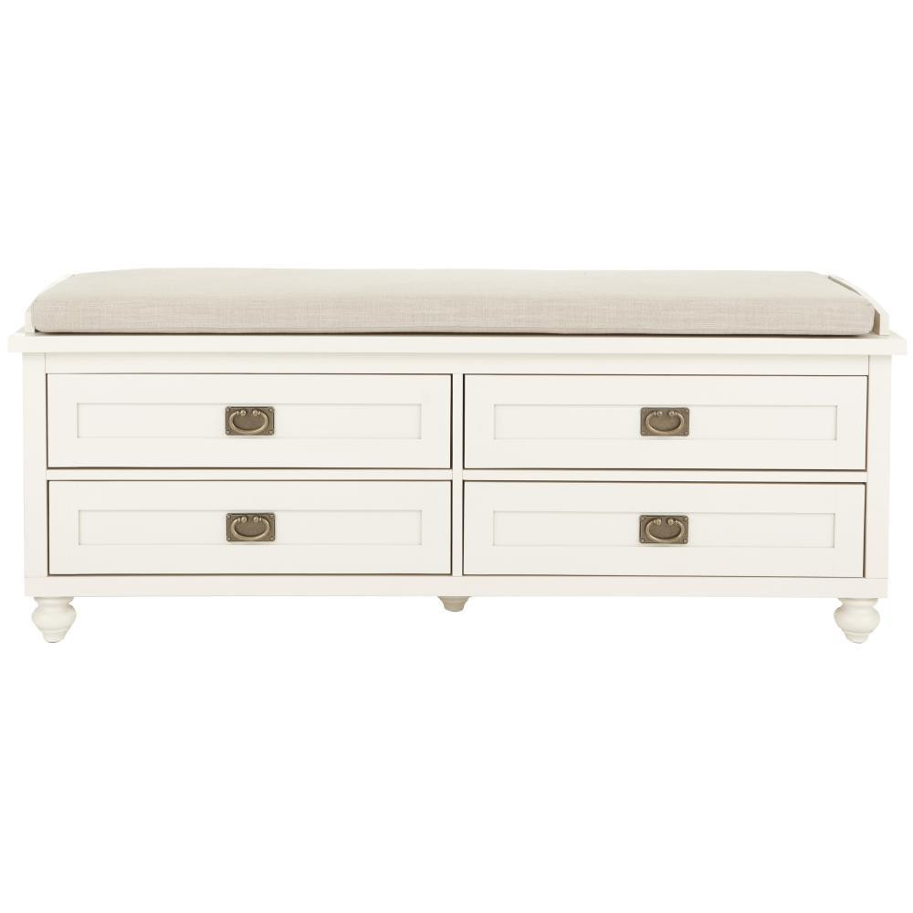 White Storage Bench With Drawers
 Home Decorators Collection Vernon Polar White 4 Drawer