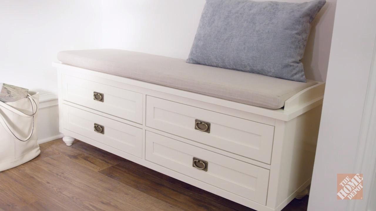 White Storage Bench With Drawers
 Home Decorators Collection Vernon Polar White 4 Drawer