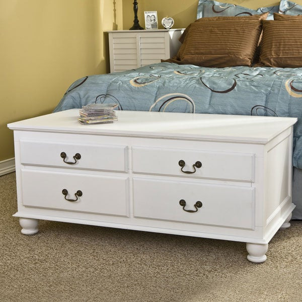 White Storage Bench With Drawers
 Windsor 4 drawer White Storage Bench Free Shipping Today