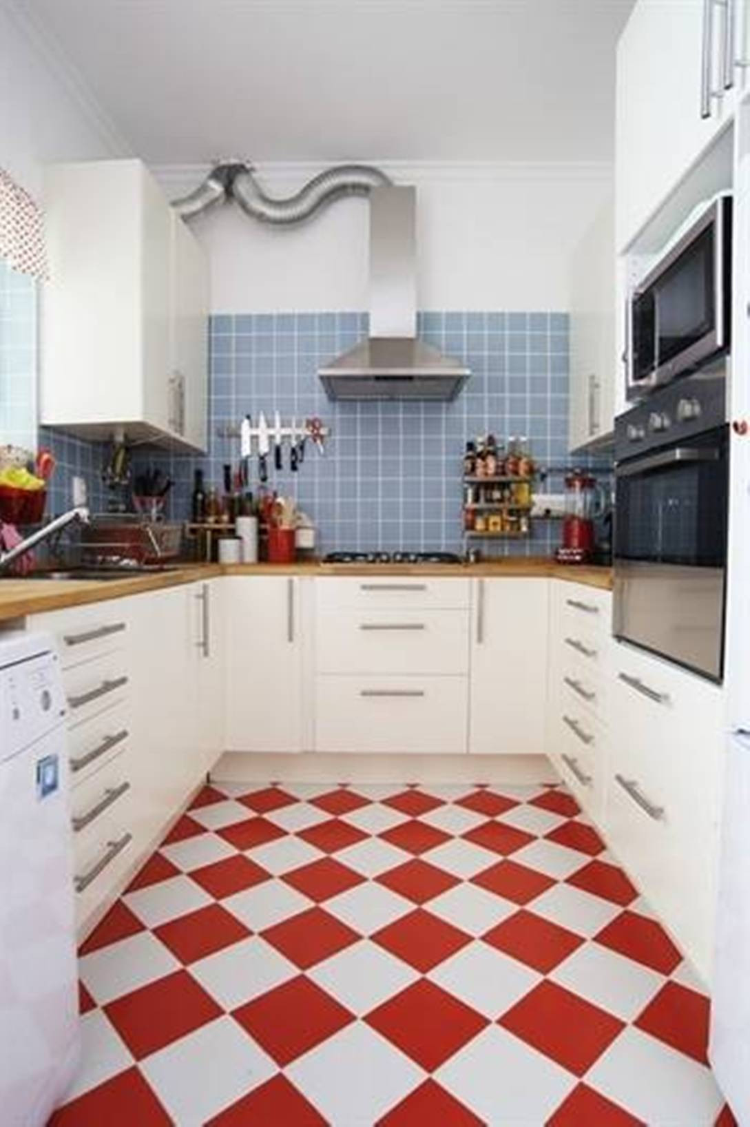 White Tile Kitchen
 red white kitchen floor tiles and Furniture