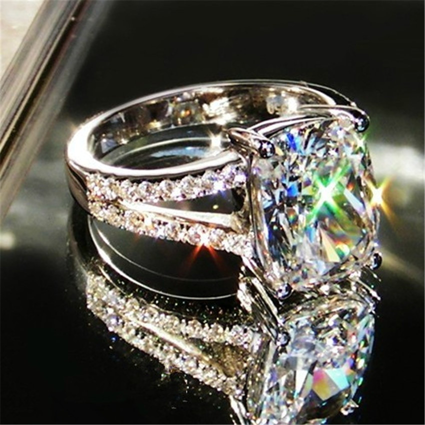 Wholesale Diamond Engagement Rings
 Aliexpress Buy 3 85CT 18K white Gold Cushion Shape