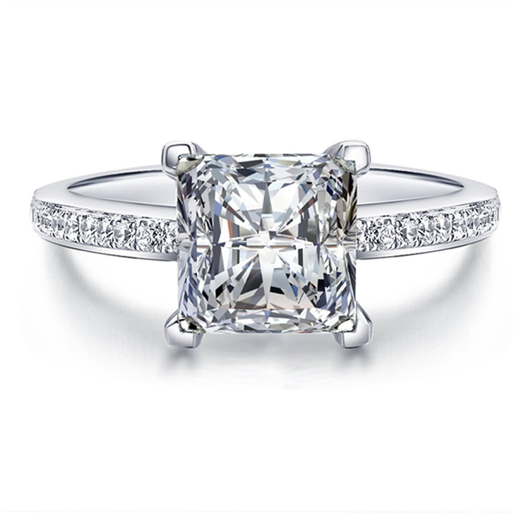 Wholesale Diamond Engagement Rings
 Fashion 925 Sterling Silver Rings For Women Princess Cut