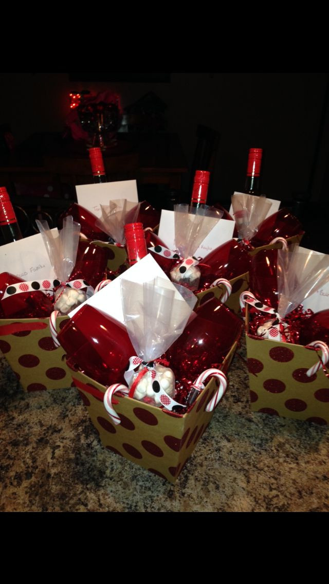Wine Glass Gift Basket Ideas
 Wine wine glasses hot chocolate and candy canes