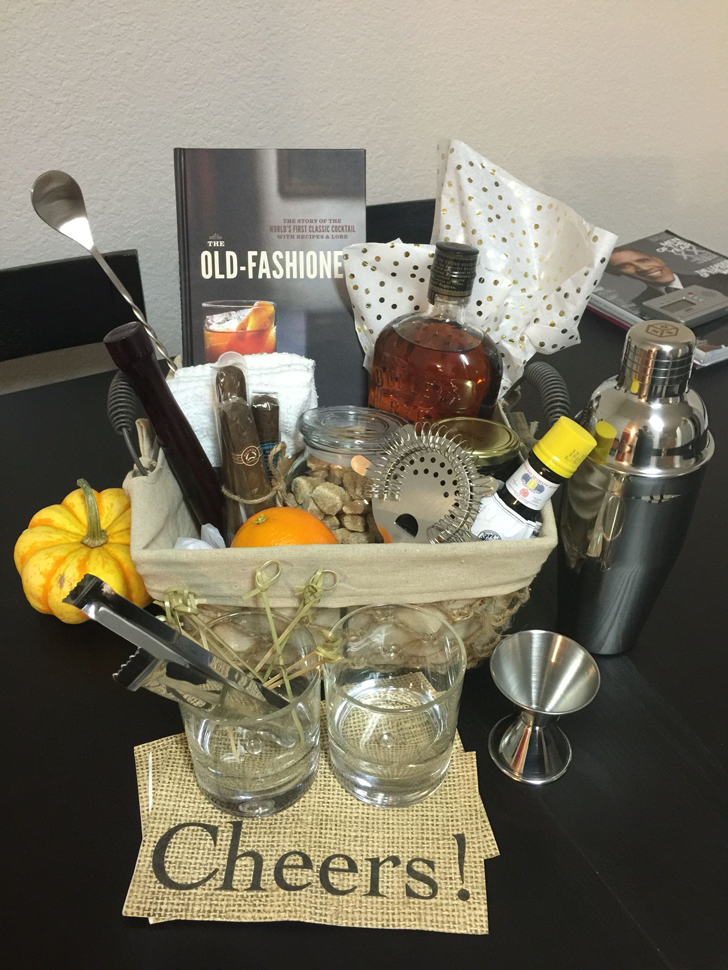 Wine Themed Gift Basket Ideas
 Man Gift Basket the Old Fashion cocktail
