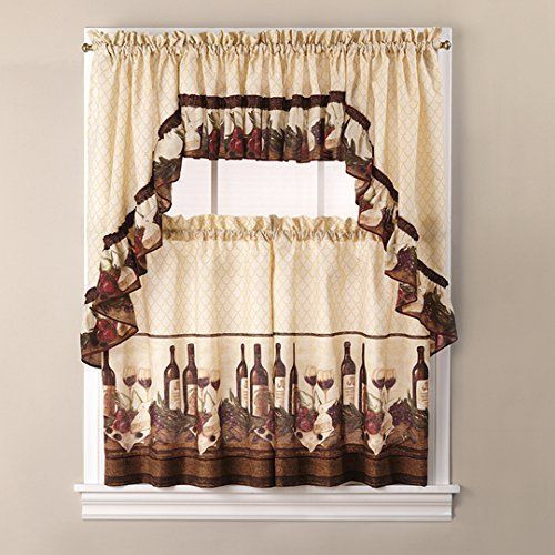 Wine Themed Kitchen Curtains
 3 Piece "Vino" Tuscany Wine Theme Kitchen Tiers 14