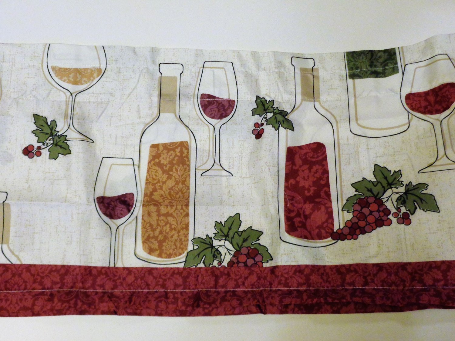 Wine Themed Kitchen Curtains
 Wine Bottles Grapes Kitchen Curtains Set Tiers Valance Set