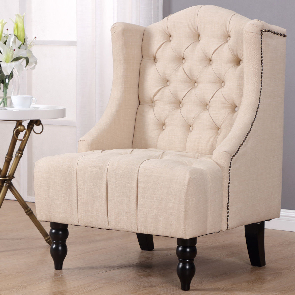 Wing Chairs For Living Room
 Giantex Modern Tall Wing Back Tufted Accent Armchair