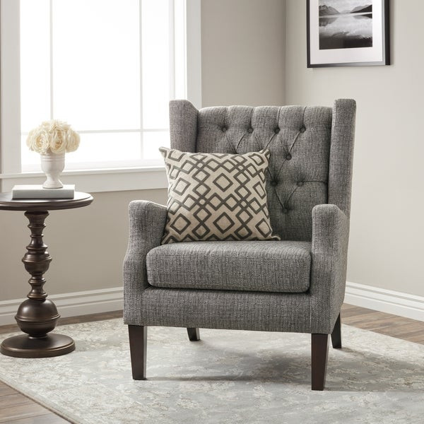 Wingback Living Room Chairs
 Gracewood Hollow Maxwell Grey Tufted Wingback Chair Free