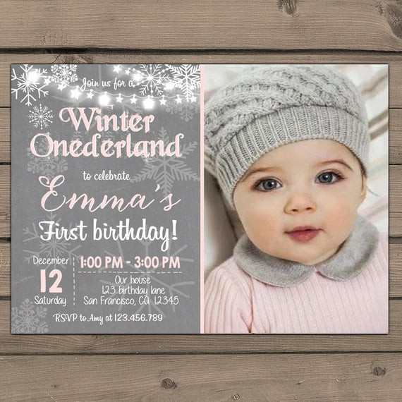 Winter Birthday Party Ideas For 1 Year Old
 Winter ONEderland invitation Birthday party Girl Birthday