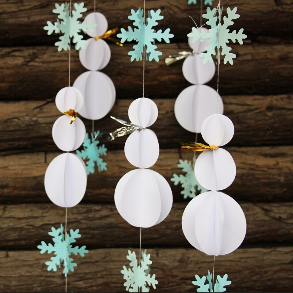 Winter Decor DIY
 Snowman Decorations Snowflake Garland Winter Party Decor