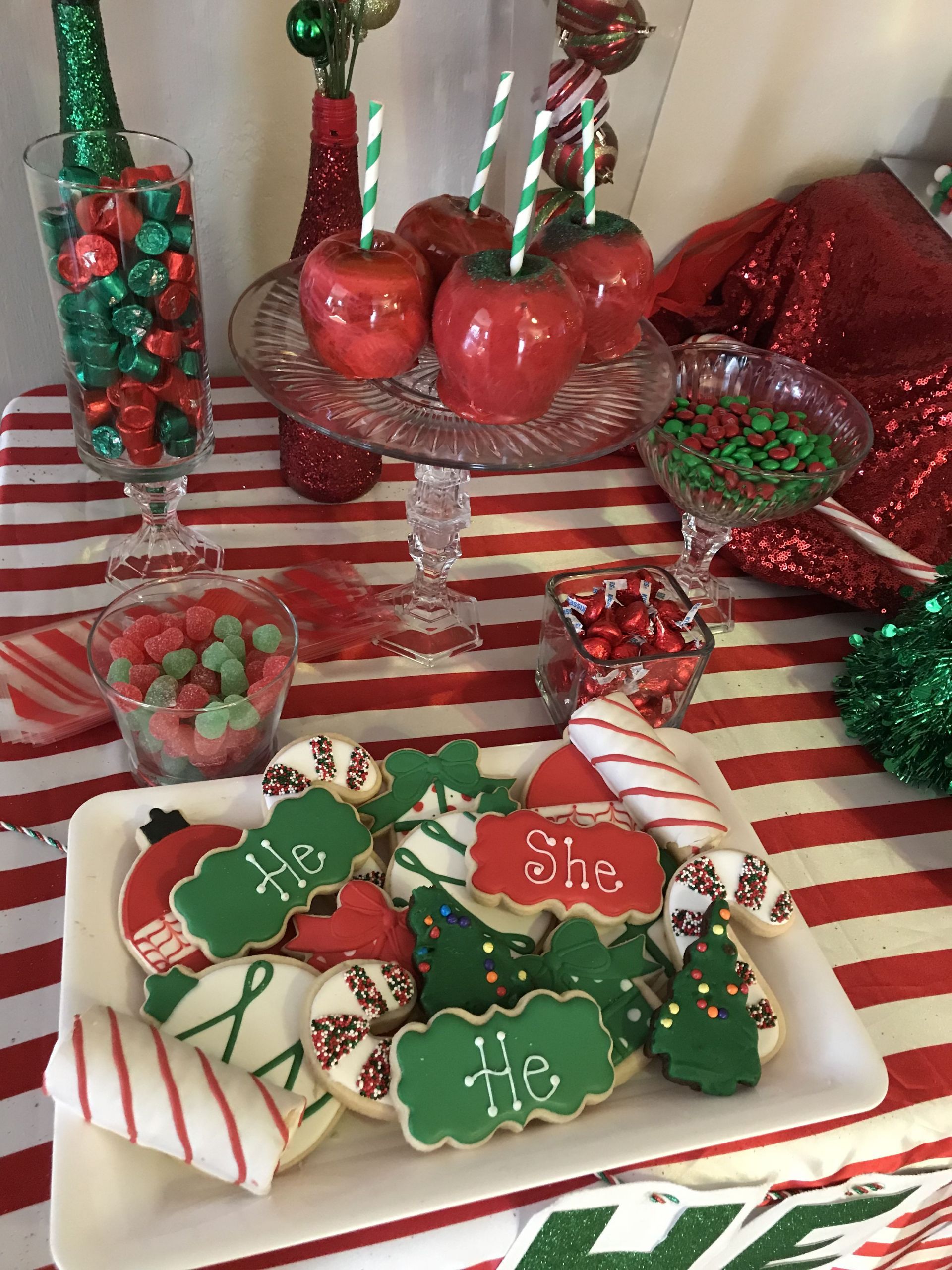 Winter Gender Reveal Party Ideas
 Christmas gender reveal treat table glitzbybrit