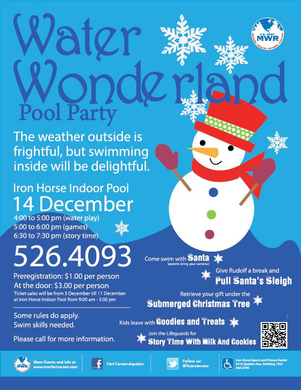 Winter Pool Party Ideas
 Fort Carson Aquatics Water Wonderland Christmas Pool Party