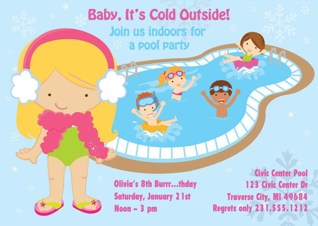 Winter Pool Party Ideas
 Winter Pool Party Invitation Indoor Pool Party Birthday