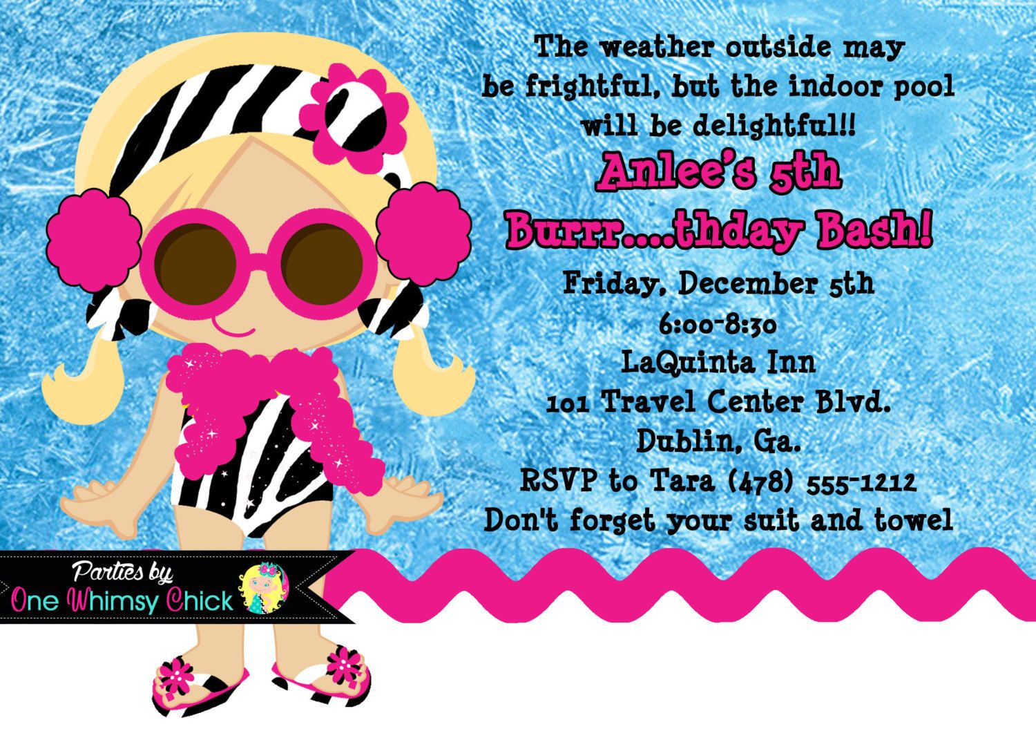 Winter Pool Party Ideas
 Winter Pool Party Birthday Invitation Printable or
