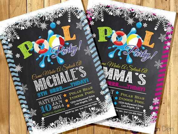 Winter Pool Party Ideas
 Winter Pool Party Birthday Invitations Winter by