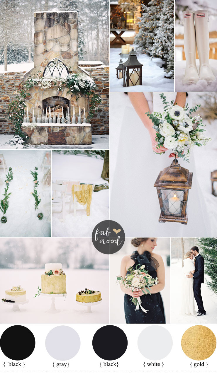 Winter Wedding Colors
 Outdoor Winter Wedding Black and Gold wedding colors 