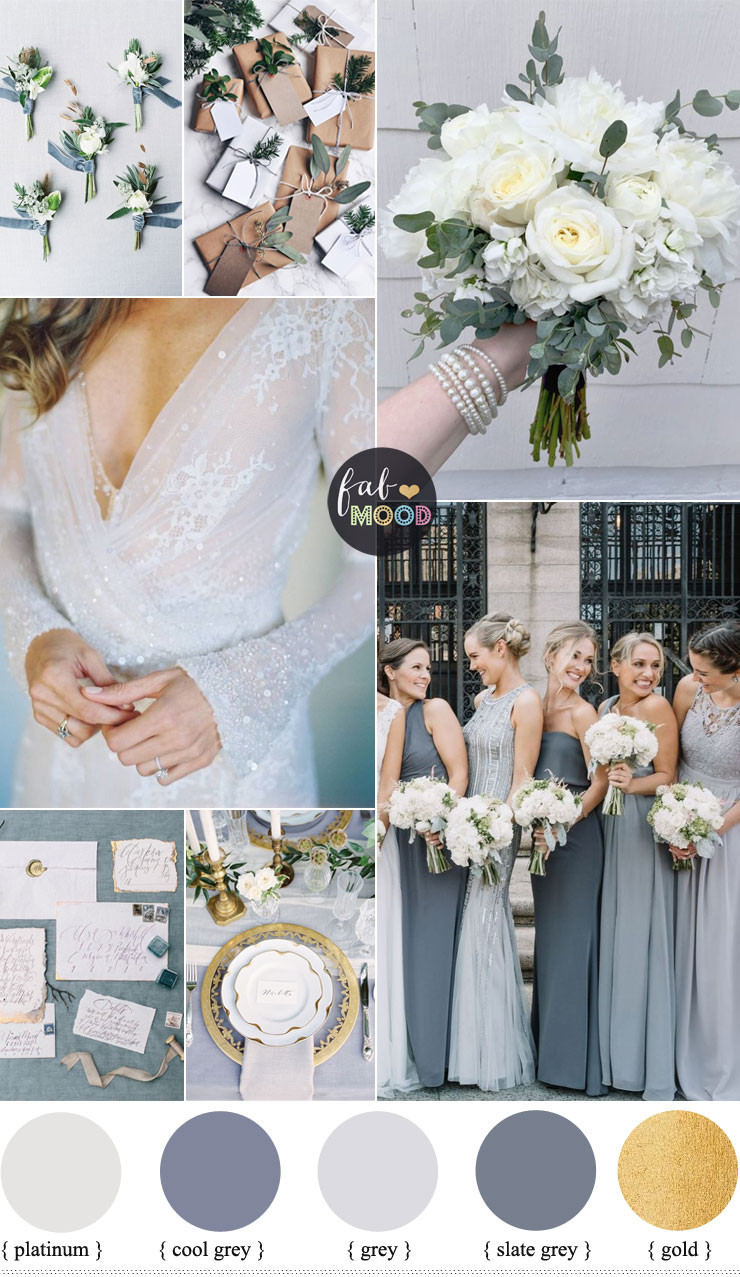 Winter Wedding Colors
 Shades of Grey winter wedding color palette winter