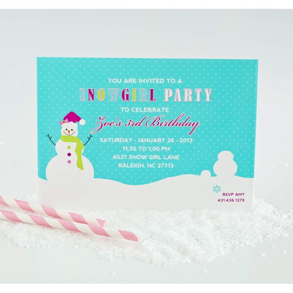 Winter Wonderland Birthday Invitations
 Snow Girl Winter Wonderland Birthday Party Printable