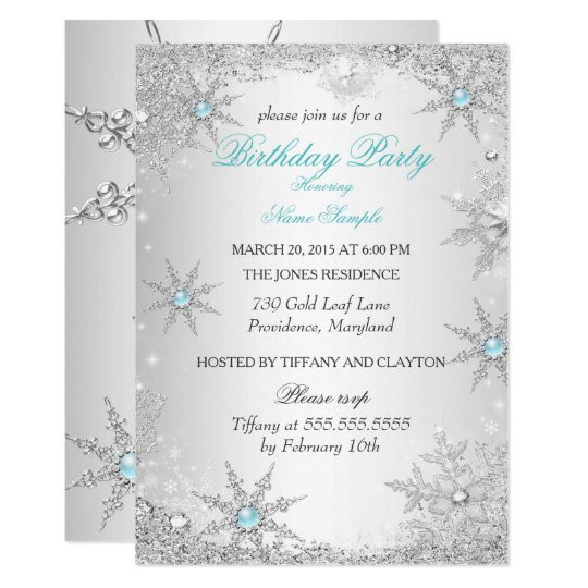 Winter Wonderland Birthday Invitations
 Teal Winter Wonderland Birthday Party Invitation