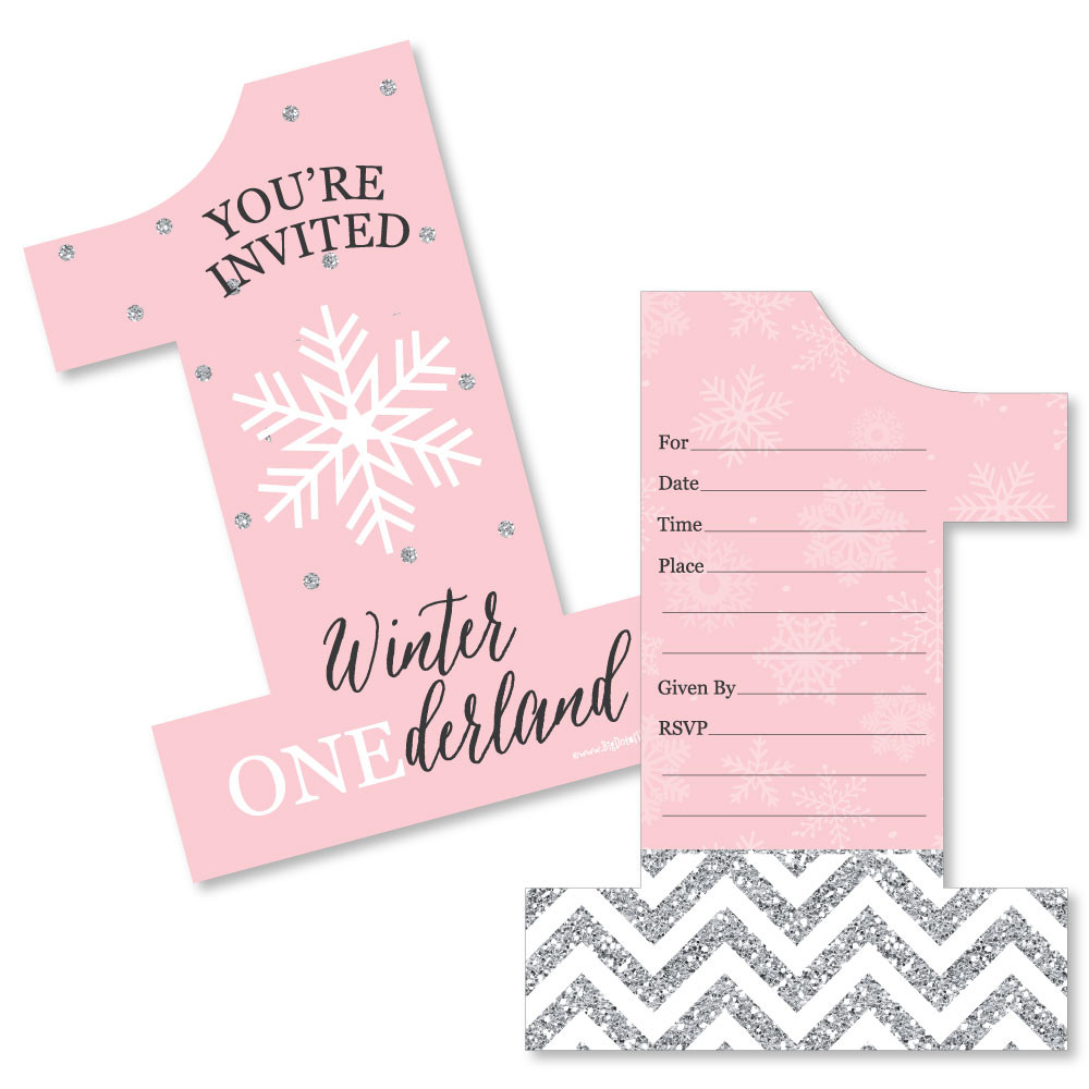 Winter Wonderland Birthday Invitations
 Pink ONEderland Shaped Fill In Invitations Holiday